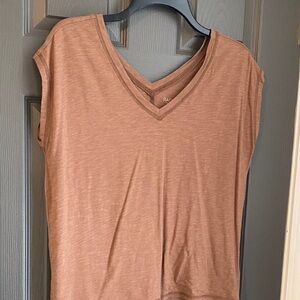Rachel Zoe Tan V-Neck Short Sleeve Tee